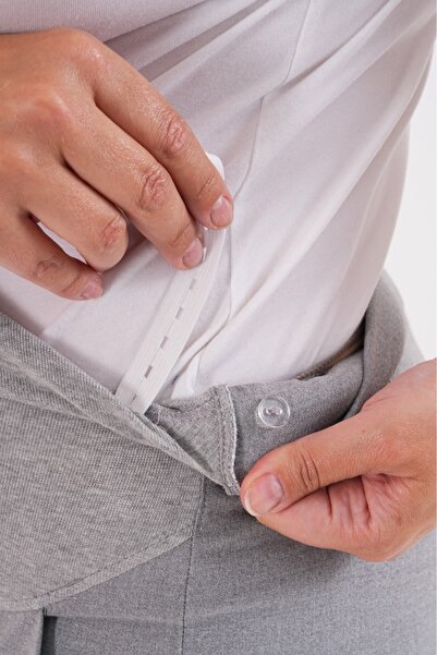 BIG LESSON Plus Size Maternity Mom Fit Gabardine Pants - Flexible, Abdominal Band and Waist Adjustable Gray