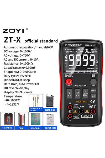 SNAKOL مقياس متعدد رقمي Zt-x من Zoyi Zt-x Zt-303 T-rms Auto Range Ebtn LCD DC AC Voltmeter Ammeter Current C