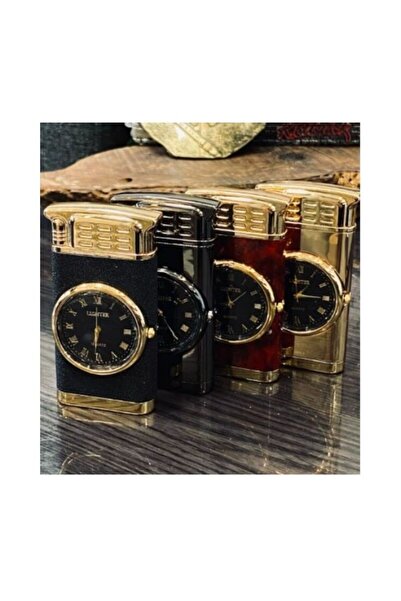 KdrElektronik Kişiye Özel Işıklı Saatli Gold Renk Çakmak