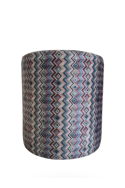 berjeriX Zikzak Desenli Çok Renkli Dekoratif Puf