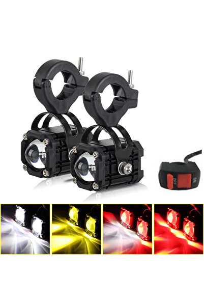 choice2 1pair with switch Motorcycle LED Lights Universal Motos Dual Color Sp...