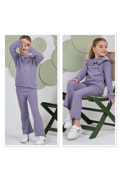 renkli diyar Long Sleeve Blouse and Spanish Leg Pants Set for Girl - Kres Kindergarten Primary School