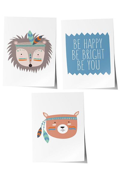 Postifull Baby Room Painting Set of 3, Baby Room Wall Decor, Kids Room Decor, Frameless Poster