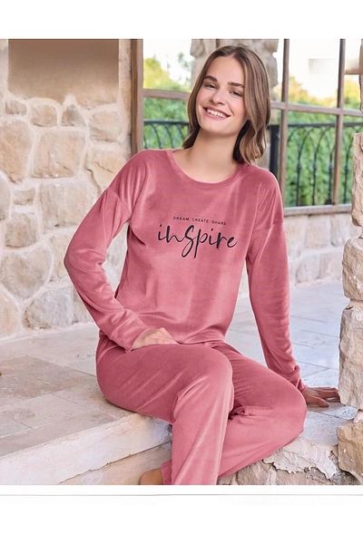 Pijamoni Γυναικείο Σετ Πιτζάμες Winter Crew Neck Lycra Velvet 4200/10 - 1 Τεμάχιο