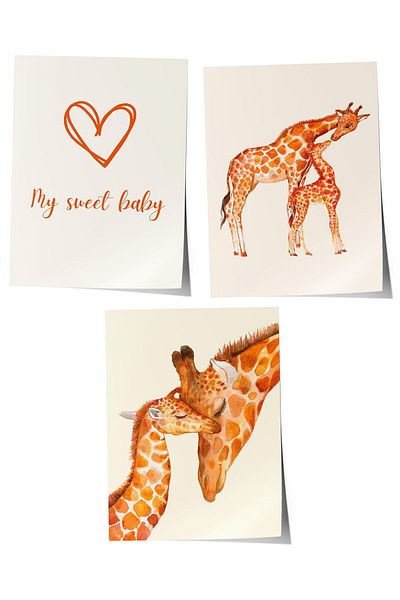 Postifull Baby Room Painting Set of 3, Baby Room Wall Decor, Kids Room Decor, Frameless Poster