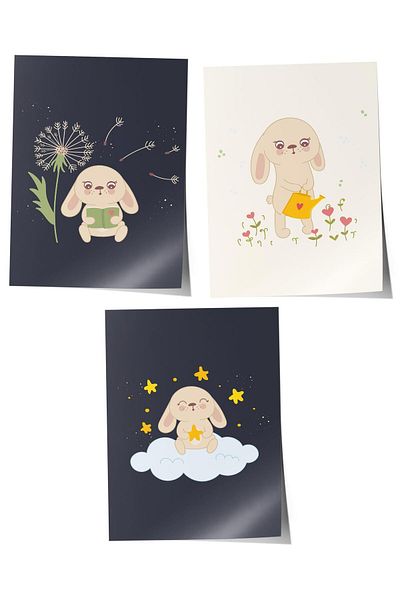 Postifull Baby Room Painting Set of 3, Baby Room Wall Decor, Kids Room Decor, Frameless Poster