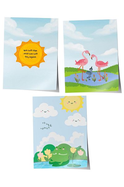 Postifull Baby Room Painting Set of 3, Baby Room Wall Decor, Kids Room Decor, Frameless Poster