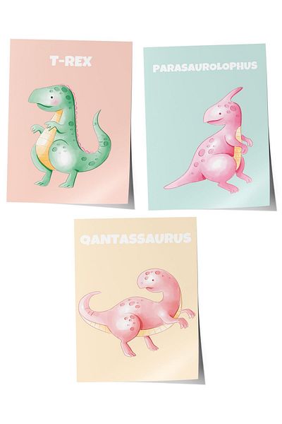 Postifull Baby Room Painting Set of 3, Baby Room Wall Decor, Kids Room Decor, Frameless Poster