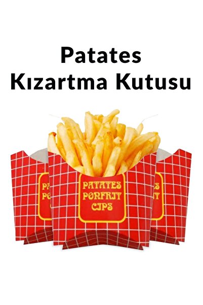 Genel Markalar 50 Adet Kağıt Cips Kutusu Patates Kızartma Tutucu Tek Kullanım...