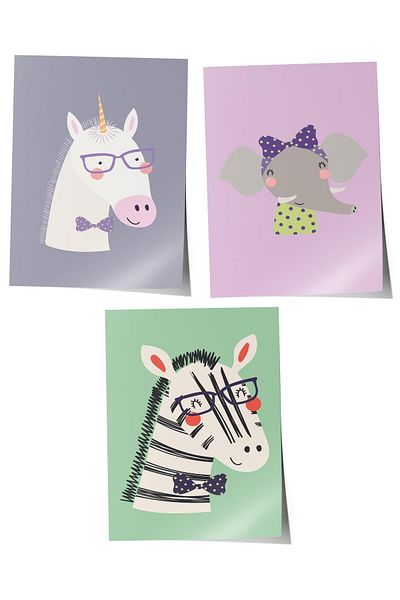 Postifull Baby Room Painting Set of 3, Baby Room Wall Decor, Kids Room Decor, Frameless Poster