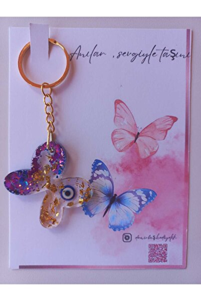 demirbasavm سلسلة مفاتيح على شكل فراشة مصنوعة يدويًا