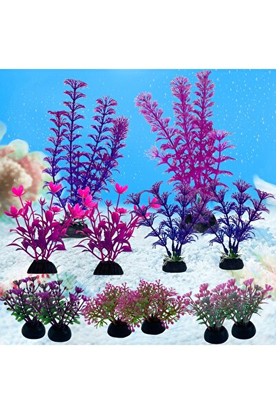 Choice وردة 12S732، 12 قطعة من نباتات الزينة الاصطناعية لأحواض السمك، أعشاب م...