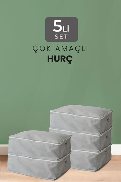 Hayveys 5 Pieces Large Size Gray Pillow Quilt Clothing Storage Base Sofa Bed Storage 64 X 45 X 22 Cm