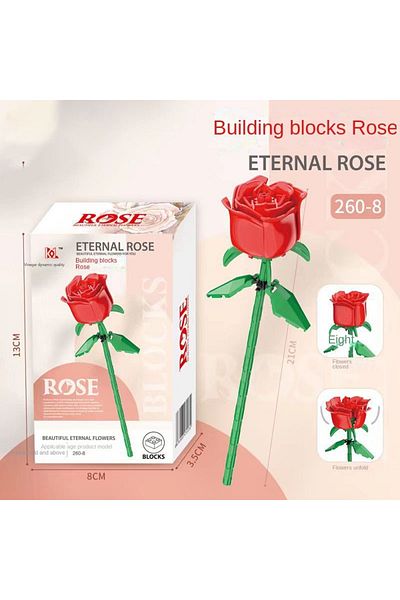Choice 260-8 Red Roses Valentine's Day Rose Building Blocks Immortal Bouquet Puzzle Puzzle Pieces Toy Toy G