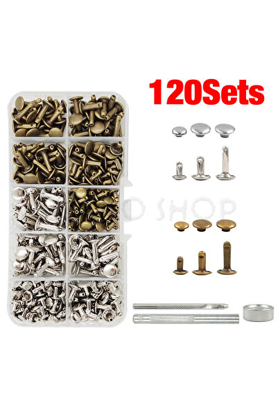 Choice6 120 مجموعة من مسامير برشام معدنية مزدوج الغطاء، مسامير دائرية مدببة م...