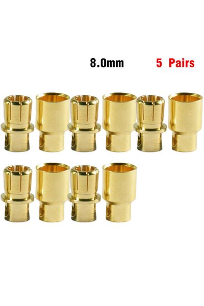 Choice 5 pairs 8.0mm 9IMOD 5/10Pair RC Bullet Connectors 2/3/3.5/4.0/5/5.5/6/8mm Male Female Banana Bullet