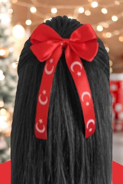 Türk Bayraklı 29 Ekim 23 Nisan Kırmızı Beyaz Büyük Boy Saç Tokası