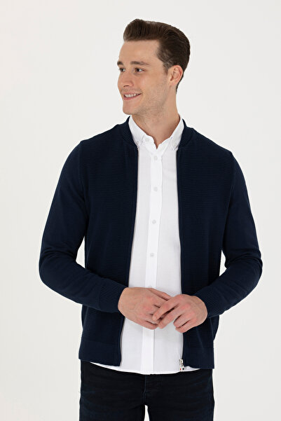 U.S. Polo Assn. Men's Navy Blue Basic Knitwear Cardigan 50276609 -Vr033