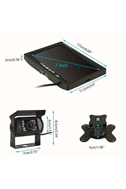 Choice 7" TFT LCD Monitor 4Pin 18 IR LEDs Night Vision Backup Parking Rear View CCD Camera System12-24V ...