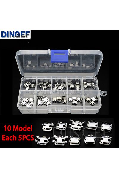 Choice 10 Types Each 5PCS Micro USB Female 4/5PIN DIP Type B SMT USB Connectors Jack Tail Sockect Plug T...