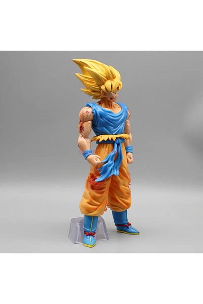 BANDAI no box 24CM Dragon Ball anime figure KD first super Saiyan battle damaged Goku super large model orn