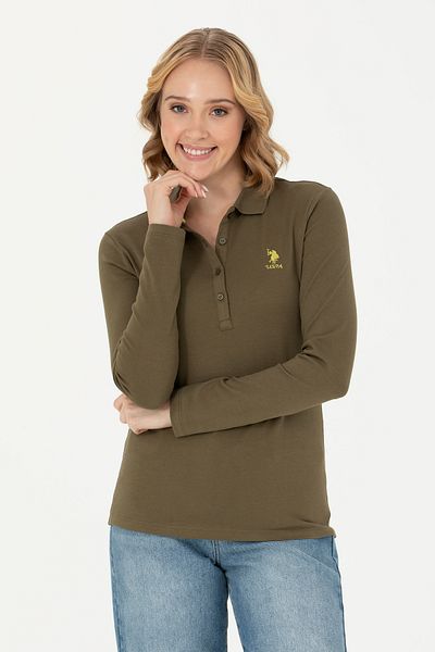 U.S. Polo Assn. Khaki Colored Women's Polo Collar Sweatshirt - 50276999 -Vr027
