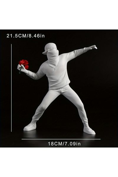 Choice Whitebkx 1 Pc Resin Banksy Sculptures Flower Thrower Statue Bomber Home Decoration Desk Accessories
