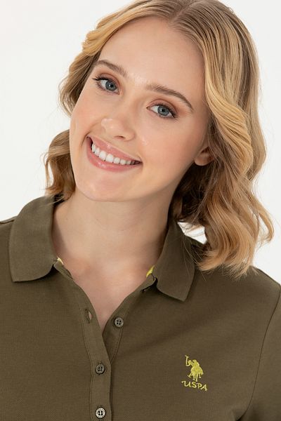 U.S. Polo Assn. Khaki Colored Women's Polo Collar Sweatshirt - 50276999 -Vr027