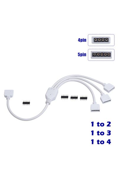 YTDMEN Rgb 4pin 1 To 2 Dc 12v Lighting Connector Wire 4pin Rgb 5pin Rgbw Splitter Cable Connector 1 To 2 3