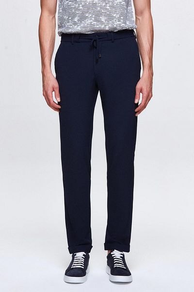 Twn Navy Blue Slim Fit Jogger Παντελόνι - Dobby