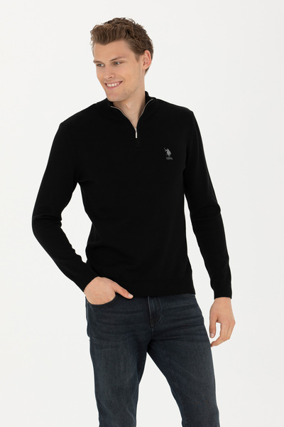 U.S. Polo Assn. Men's Black Half Zipper Sweater 50277884-Vr046