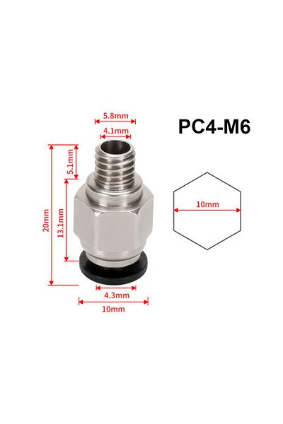XMSJ 5 Pcs Pc4-m6 Black 5 Pcs Pneumatic Connector For 3d Printer Parts Bowden Quick Jointer Coupler 1.75/