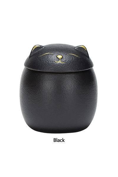 Choice Black Cat Shape Pet Ceramic Canister Memorial Urn Seal Pot Keepsake Casket Porcelain Jar Pet Ashes S