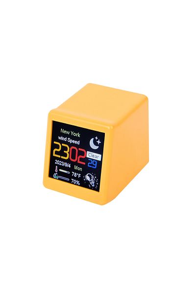 Choice 1237Yellow MINI Size Smart WIFI Weather Station Clock for Game Room Decoration. DIY Cute GIF Animati