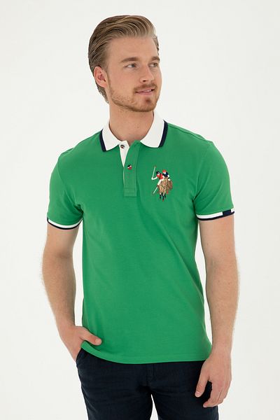 U.S. Polo Assn. تي شيرت رجالي أساسي باللون الأخضر - 50279559 -VR054