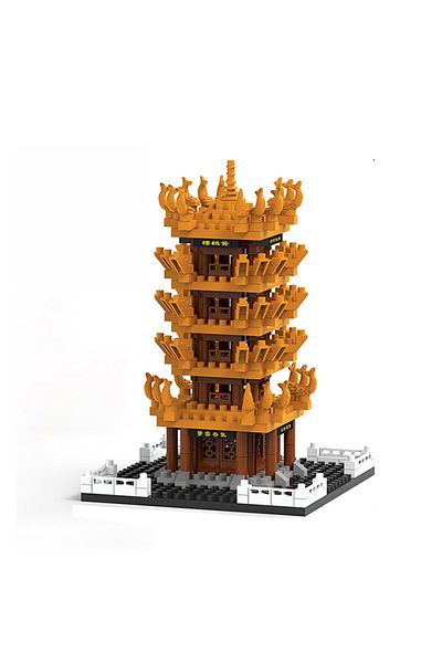 Choice 322pcs Yellow Crane Tower High Difficulty Particle Building Block Chinese Style Architecture Male Fe