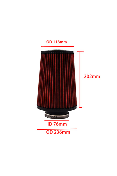 Choice ID-76mm 60MM 70MM 76MM Air Filter High Flow Cold Air Intake Universal Filters Vehicles Air Filters C