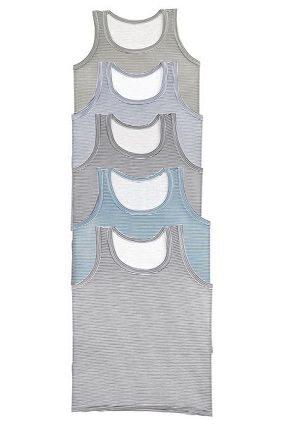 Nicoletta Tricou pentru băieți - pachet de 5 dungi, Lycra, ALB
