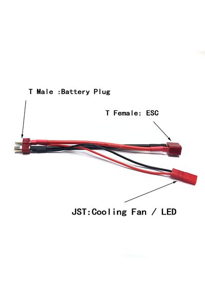 YSIDO Jst Plug Rc Car Parts Battery Cooling Fan Led Power Cable For Wltoys 144001 124018 Traxxas Trx-4 D90