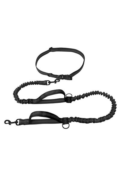Choice black Double elastic reflective running leash portable retractable dog leash dog chain leash pet sup