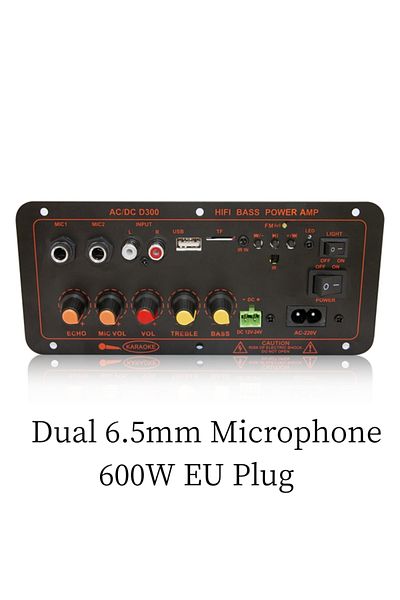 Choice 600w Eu Plug Bluetooth 5.0 Audio 600w Amplifier Board D300 Subwoofer Dual Microphone Amp Amplificato