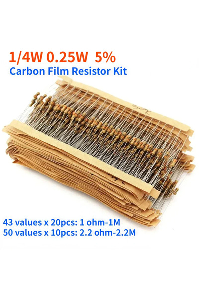Choice مجموعة مقاومات كربونية من 1 أوم إلى 1 ميجا أوم - 860 قطعة أو 1000 قطعة...