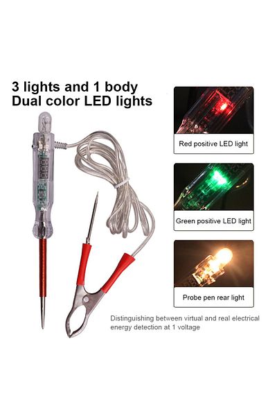 VAKIND 6V/12V/24V Electrical Voltage Tester Pen Probe Lamp Dual-color LED Light Auto Car Light Circuit T...