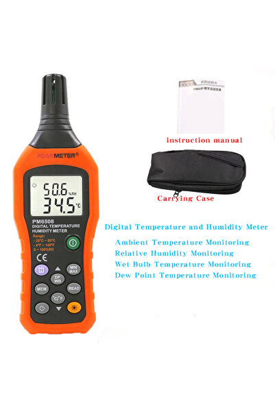 Choice مقياس الحرارة والرطوبة الرقمي PM6508 PEAKMETER PM6508، عالي الدقة، شاشة LCD احترافية