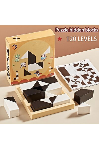 Choice M White 120 Level Hidden Block Puzzle: 3 Years, Abs Material, Enhances Logic And Spatial Reasoning,