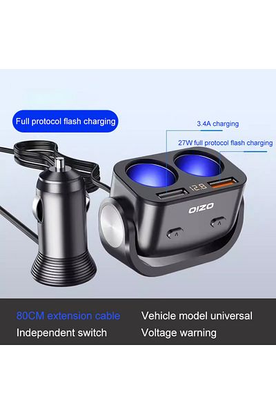 Choice Y48qa 127w Car Charger Adapter Dual-port 2 Socket Super Fast Charge Adapter Cigarette Lighter Splitt