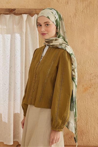 Modakaşmir شال من الخيزران بنمط تجريدي بألوان مائية