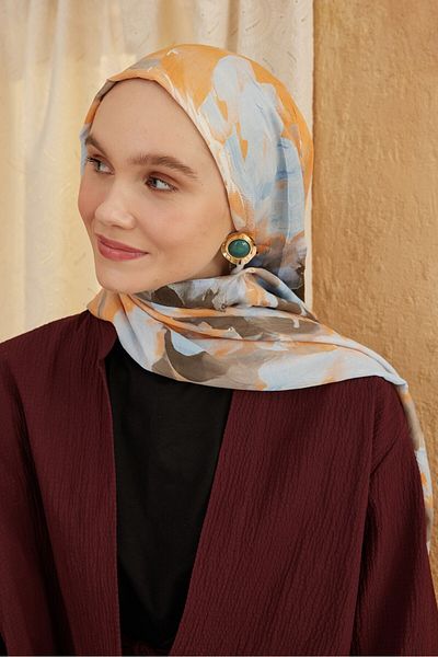 Modakaşmir شال من الخيزران بنمط تجريدي بألوان مائية