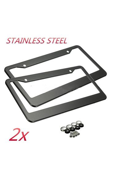 MOJOYCE Stainless Universal License Plate Frame Steel Metal Car License Plate Frame Label Cover for All A...