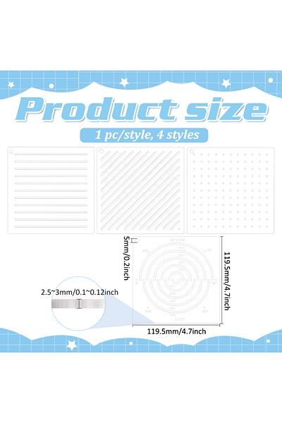 Choice Aech04-07094 4pcs Acrylic Sashiko Stencil, Dots, Lines, Arcs, Slashes Acrylic Embroidery Tool Drawin